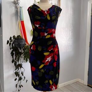 Ralph Lauren Multicolor Floral Midi Jersey Sheath‎ Dress